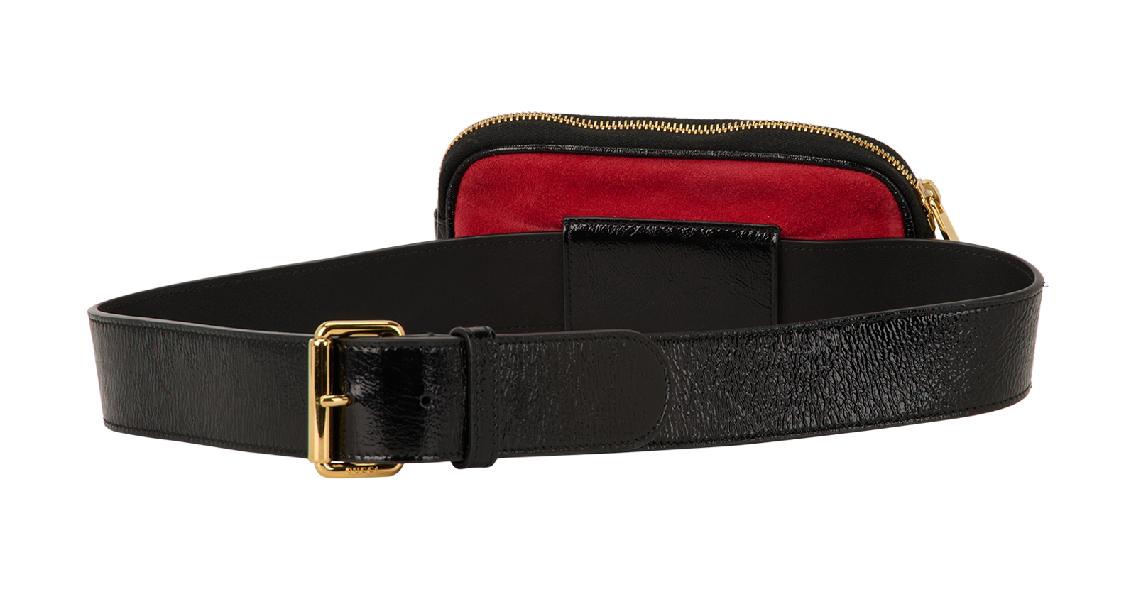Ophidia Belt Bag, &pound;450, Handbags, Black/Red, Patent Leather/Suede, Back view